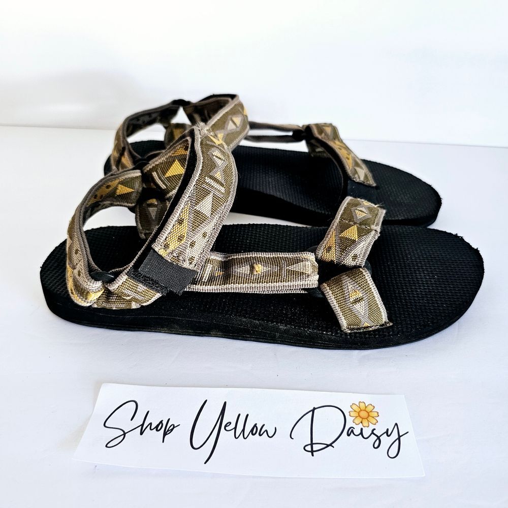 Teva Original Universal Sandals Geometric Brown Tan Gorpcore Mens 8 Boho Hiking‎